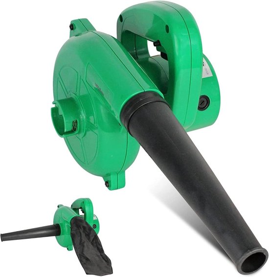 Mini Elektrische Bladblazer - Tuin Vacuüm - Tuinonderhoud Binnen - Omkeerbaar Met Opvangzak - 500 Watt - Groen