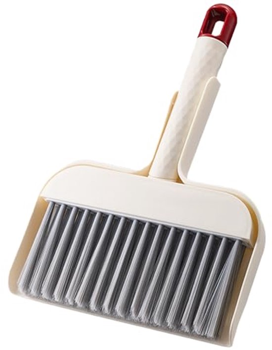 Mini handbezem en stoffer set, kleine stoffer en blik set voor het schoonmaken van toetsenborden, bureaus, tafels, tijdens kamperen, in de tuin, bij huisdieren en in de auto. De combinatie van kleine bezem van Merkloos	