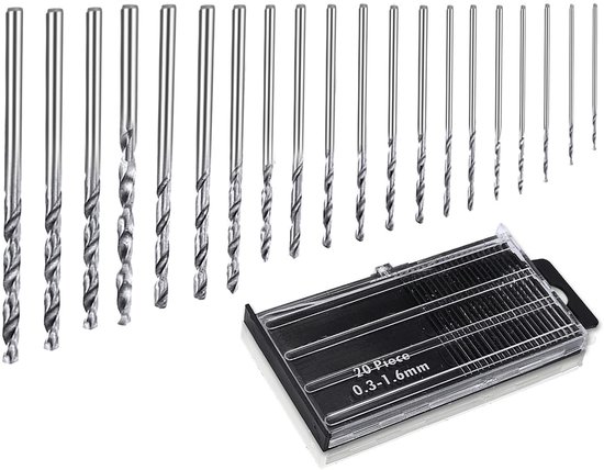 Mini Handboorset - 20 Microspiraalboren voor Modelbouw en Handwerk (0,3-1,6 mm) van Merkloos	
