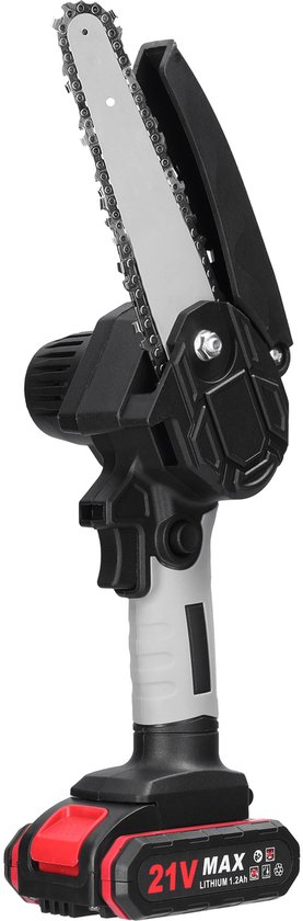 Mini Kettingzaag 21V – 15 cm – Draadloze Snoeizaag – Inclusief Accu & Lader – Compacte Handkettingzaag voor Tuin & Houtzagen van Merkloos	