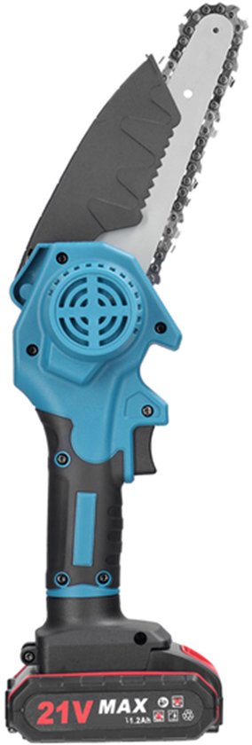 Mini Kettingzaag – 21V 15cm – Snoerloze Elektrische Snoeizaag – Met 2 Accu’s & Oplader – Borstelmotor – Voor Tuin, Hout & Snoeiwerk van Merkloos	