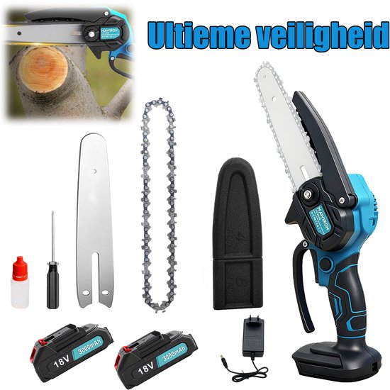 Mini kettingzaag draadloos 6 inch [tuinvriendelijk] Super handzame oplaadbare kettingzaag met veiligheidsslot, kleine elektrische kettingzagen op batterijen voor hout- en boomkap van Merkloos	