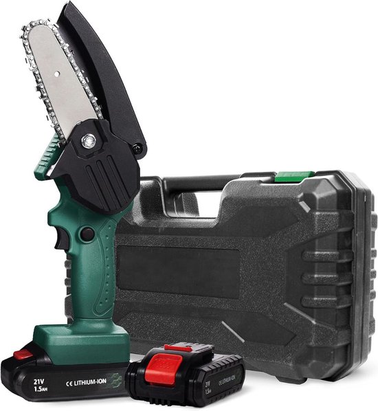 Mini Kettingzaag - Electrisch - Snoeizaag - Telescopische Heggenschaar - met 2 Accu's - Donker Groen van MINI