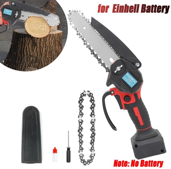 Mini Kettingzaag - Kettingzaag - Snoeizaag - Takkenzaag - Handzaag - Draadloze - 6 Inch - 450W - 3300RPM - 18V - Draagbaar en Veilig - voor Einhell Accu van Merkloos	