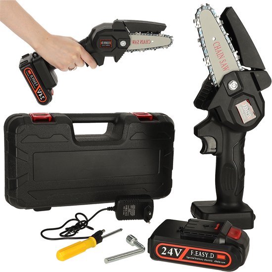 Mini Kettingzaag - met Accu - in Koffer - USB Kettingzaag - Draadloos - 3000 mAh - Snoeizaag - Elektrische Kettingzaag - van Morelax