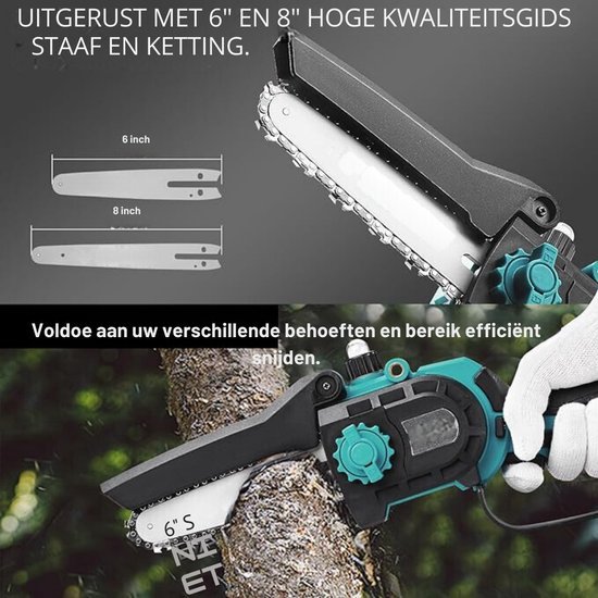 Mini Kettingzaag - Mini Chainsaw - Elektrische Snoeischaar - Handkettingzaag - Takkenzaag - Houtzaag - Zaagmachine - Draagbaar - Draadloos van Fikujap