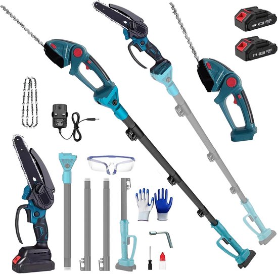 Mini Kettingzaag Set - Accu Snoeischaar - Tuinonderhoud Buiten - 6-in-1 Functionaliteit - Met 2 Accu's
