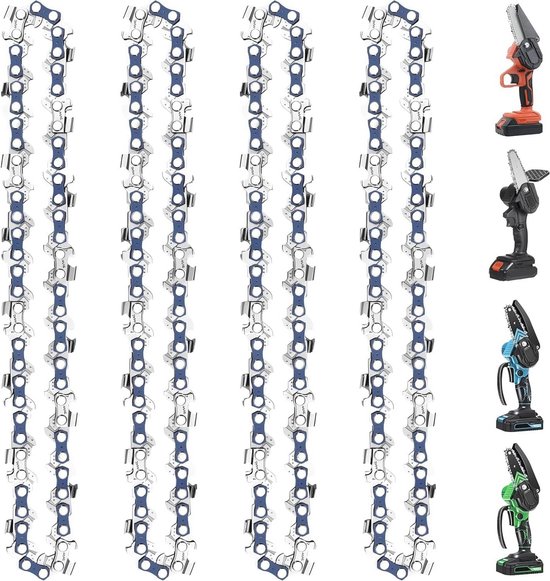 Mini-kettingzaag Set van 4 – Draagbaar, Oplaadbaar, voor Kettingzagen – 15 cm Zaaglengte met 1,1 mm Dikte van Merkloos	
