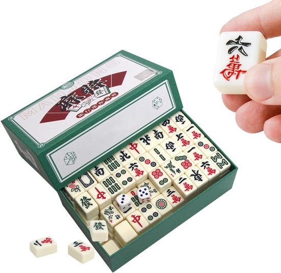 Mini Mahjong Set - Traditioneel Chinees Mahjong - 144 Mahjong Stenen - Geschikt voor Jong en Oud - Ideaal voor Gezinnen, Reizen en Feestjes van Merkloos	