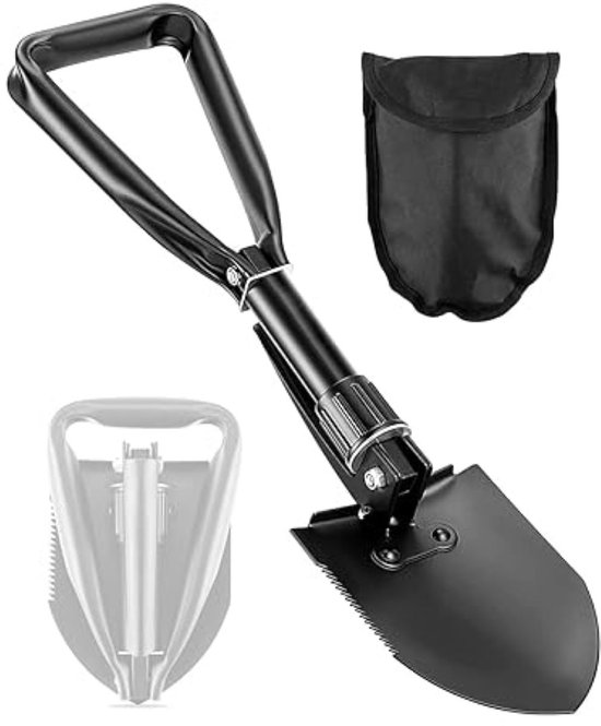 Mini opvouwbare schop met hoog koolstofstaal, draagbare lichtgewicht outdoor tactische overleving opvouwbare mini schop, graafgereedschap, kamperen, wandelen, graven, backpacken, noodgevallen in de auto van VIIRKUJA