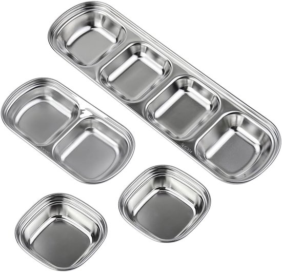 Mini Plates - 4Pcs - Hot Pot Plate - Fruit Plate - Voor Appetizer - Side Dish - Franse Frietjes - Ketchup (3 Groottes) van Merkloos	