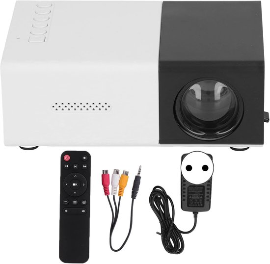Mini Projector, 1080P Portable Video Projector Built-in Speakers Multimedia Home Theater Movie Projector Film Projector Compatible with Smartphone Laptop van Merkloos	