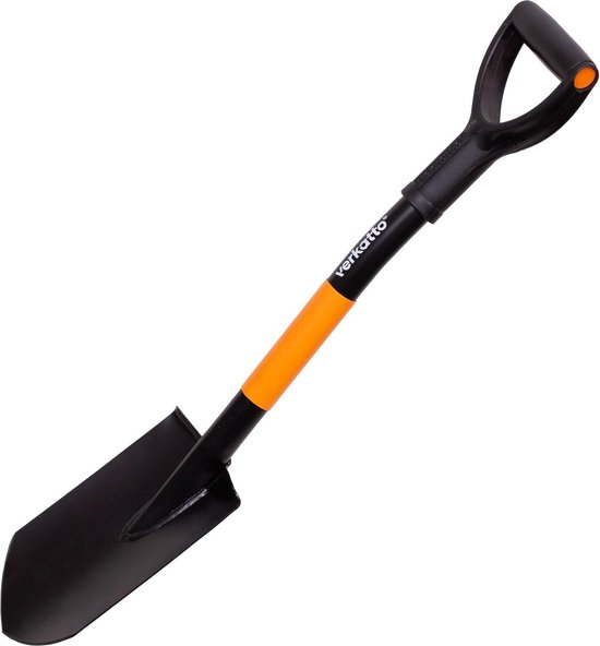 Mini puntige spade gemaakt van gehard staal, 75 cm, veldspade met metalen handvat en D-handvat, kleine tuinspade, kleine puntige schop voor tuinieren en bouw, gemaakt in de EU. van MINI