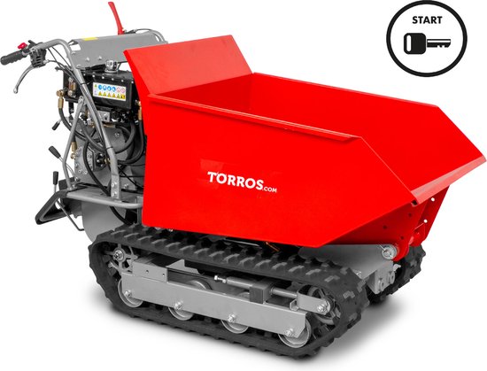 Mini rupsdumper kipbak 500kg 9pk 6+2R snelheden elektrische start Torros MRD500H6E van Torros