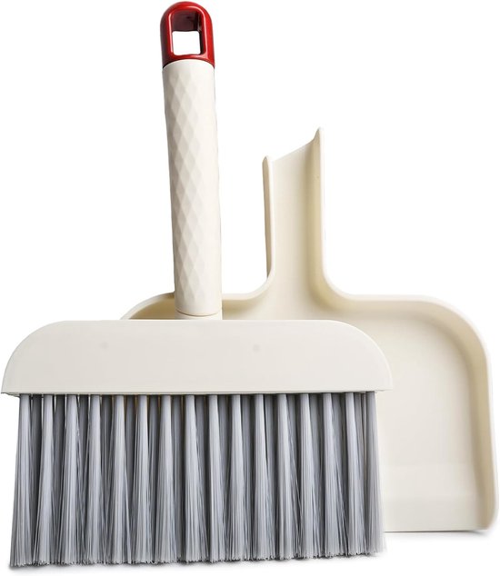 Mini stoffer en blik set - Mini stoffer en blik set, kleine bezem en stoffer set, handbezem, stoffer en blik set geschikt voor bureaus, eettafels, huis en keuken. van Merkloos	