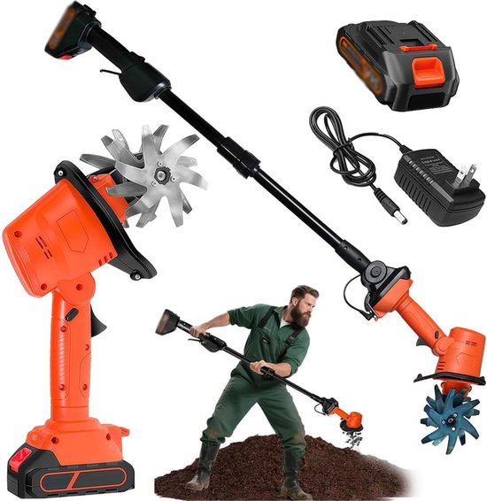 Mini Tiller - Tuinfrees Cultivator - Bodem Losmaken - Lichtgewicht Ontwerp - 10 cm Werkbreedte - Zwart van Merkloos	