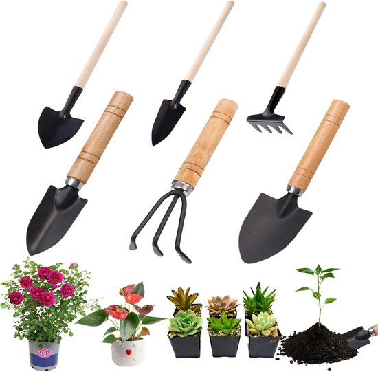 Mini Tuin Gereedschap Set 6-delig - Handgereedschap voor Planten en Bloemen