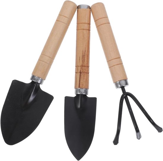 Mini Tuin Gereedschap Set - Kleine Schepjes - Planten Verzorgen - Draagbaar Ontwerp - 3 stuks - Zwart
