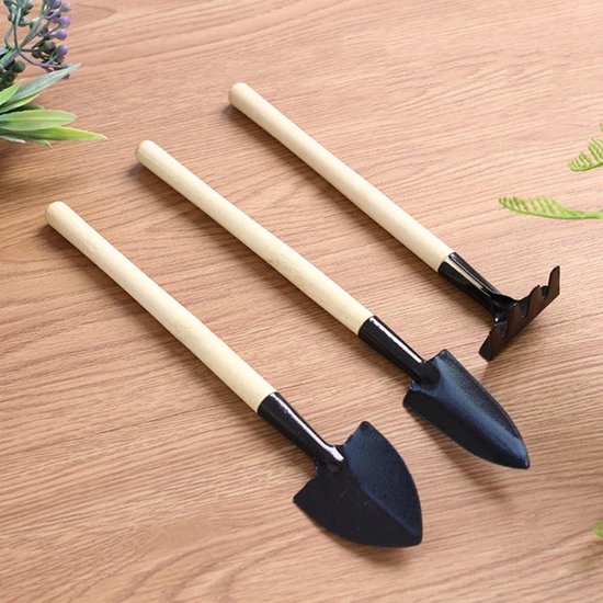 Mini Tuin Gereedschap Set - Miniatuur Tuin Set - Decoratie en Spel - 3-delig met Harkje