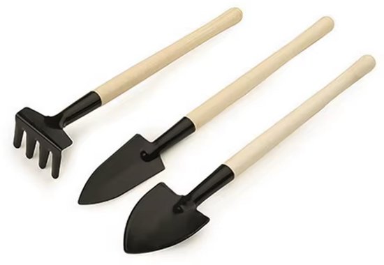 Mini tuingereedschap - Mini schep - Kleine hark - 20CM lang - 3-delig set - Kindertuingereedschap - Compact set - CHPN van MINI