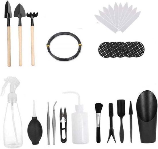 Mini Tuingereedschap Set - Bonsai Gereedschap - Planten Verzorgen - 16 Delige Set - 20 x 10 x 10 cm