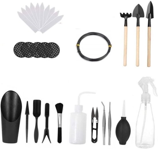 Mini Tuingereedschap Set - Vetplant Gereedschap - Planten Verzorgen - 16 Delige Set - 20 x 10 x 10 cm