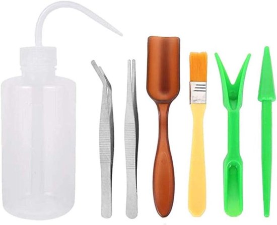 Mini Tuingereedschapset - Vetplant Gereedschap - Planten Verzorgen - Nauwkeurige Watergift - 7 Delig - Groen