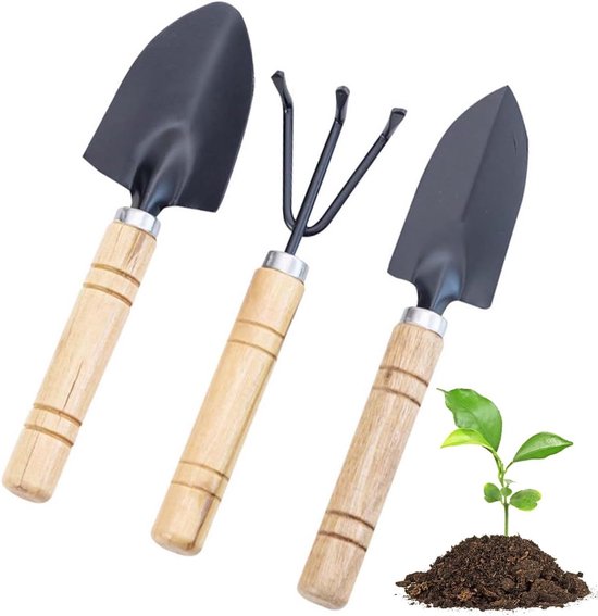 Mini-tuinschep en hark set - 3 stuks - geschikt voor potplanten van Esschert Design