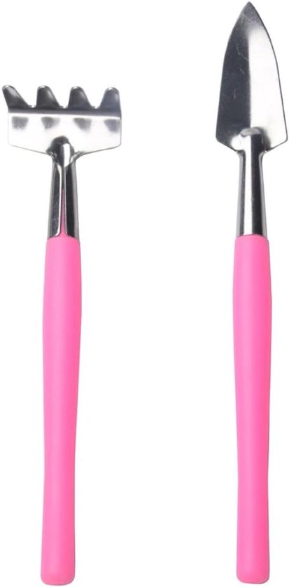 Mini Tuinset - Tuigereedschap Set - Bloempotten Vullen - Stevig Handgereedschap - 22 cm - Roze