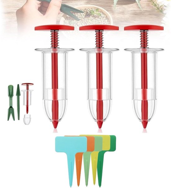 Mini-zaadstrooier, mini-zaaizaaddispenser, klein zaadplantergereedschap, handmatige zaailingendibber en widgerset, draagbare zaadzaaierstrooier for kleine zaden(Set A)