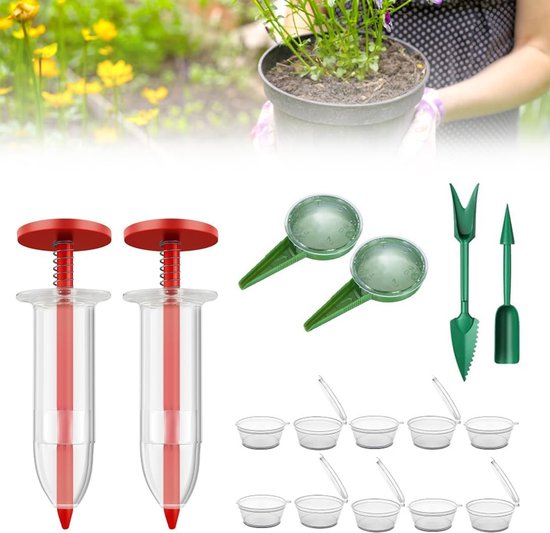 Mini Zaadverspreider Set - Zaadplanter Tools - Nauwkeurig Zaaien - Duurzaam Kunststof - Compact Formaat - Rood