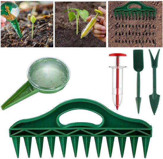 Mini-zaaimachine + efficiënte handzaaimachine, zaaizaadverdeelset, 12-gats grondfrees, multifunctionele zaaiafstandhouder, tuingereedschap, tuinbenodigdheden, geschikt voor moestuintjes. van TRIUSO