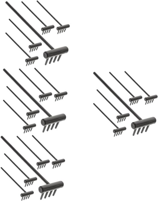 Mini Zen Tuin Set - Zandbak Tools - Ontspanning Creëren - 24 Delige Set - 11.5 cm Lengte - Zwart