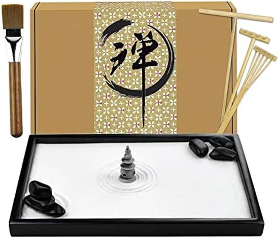 Mini Zen Zandtuin voor Bureaublad met Accessoires - Meditatie Set voor Stressvermindering