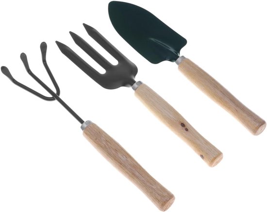 Miniatuur Tuingereedschap Set - Binnen Tuinieren - Planten Verzorgen - Verbeterd Ontwerp - 3 Stuks - Zwart