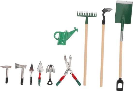 Miniatuur Tuinset - Kleine Tuin Tools - Poppenhuis Decoratie - Realistische Details - 10.5 cm - Diverse Kleuren