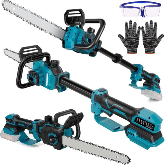 MKSS® Telescopische Snoeischaar - Mini Kettingzaag - Heggenschaar - Takkenschaar - Takkenzaag - Elektrische Snoeizaag met Accu - Blauw en Zwart van MKSS
