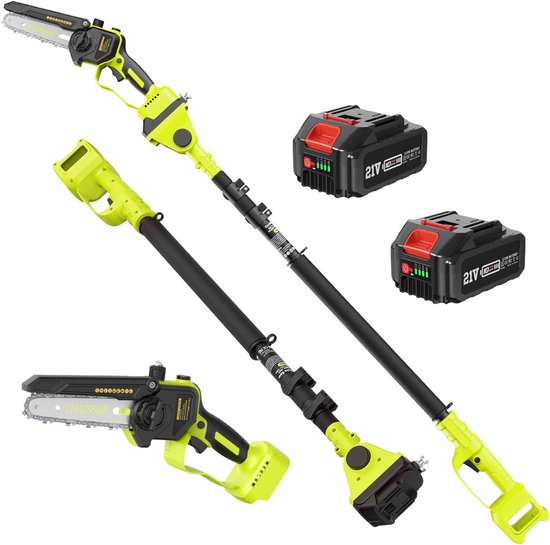 MKSS® Telescopische Snoeischaar - Mini Kettingzaag - Heggenschaar - Takkenschaar - Takkenzaag - Elektrische Snoeizaag met Accu - Groen van MKSS