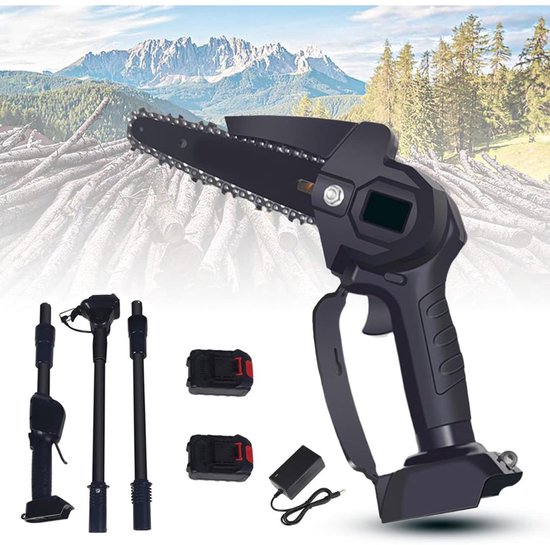 MKSS® Telescopische Snoeischaar - Mini Kettingzaag - Heggenschaar - Takkenschaar - Takkenzaag - Elektrische Snoeizaag met Accu - Zwart van MKSS