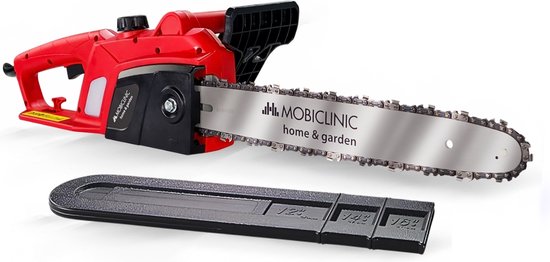 Mobiclinic® Timberpro - Elektrische kettingzaag met snoer - 1800W - Snijlengte 40 cm - Zaagbescherming - Zelfsmering - Licht en veilig - Met handvat - Snelheid 13 m/s - Tot 120 ml - Olieraam van Merkloos	