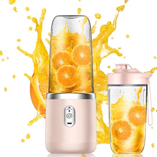 Mobiele mixer smoothie maker - staande mixer - draagbare mini-mixer met 6 roestvrijstalen messen - oplaadbaar - USB-elektrische mixer voor reizen - keuken en kantoor - thuis en camping van Merkloos	