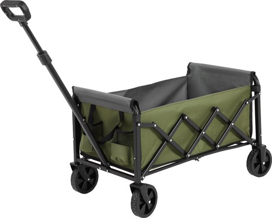 MODFU - Opvouwbare Bolderkar Met Wielen - Afneembare Wielen - Automatisch Terugverende Handgreep - Stalen Frame - Groen - 70 L van Merkloos	