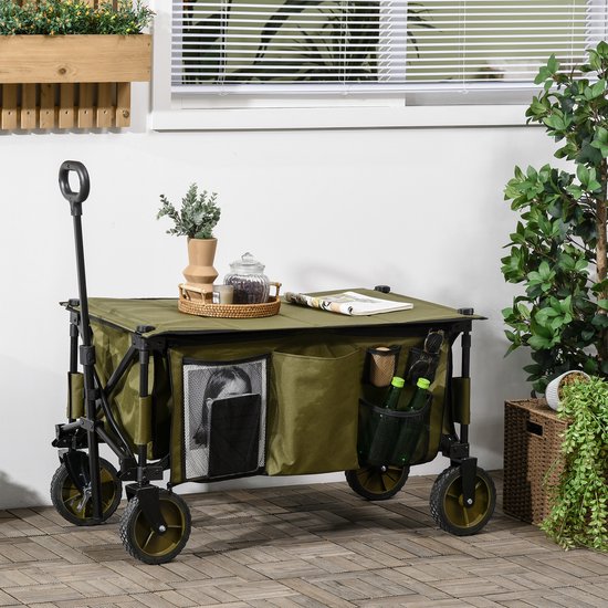 MODFU - Opvouwbare Transportwagen - Verstelbare Handgreep - 4 Wielen Met Remmen - Afneembare Bekleding - Polyester - Groen - 108 X 55 X 93 Cm van Merkloos	