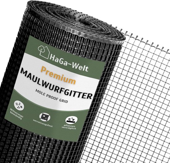 Mollenbescherming Gaas 10 m x 1,2 m | Robuust Gras- en Gazon Gaas tegen Mollen | Duurzaam HDPE Mollenrooster van VONROC