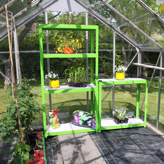 Monster Racking - Greenhouse - Stellingkast - Stellingkasten - Opbergrek - Metaal - Opbergkast - set van 2 - Waterafstotend - Groen van Monster Racking