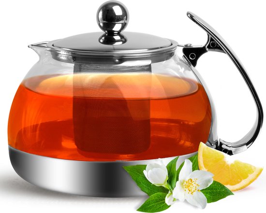 Monzana Glazen Theepot - met RVS-Filter & Infuser 9 Kops - 1.2 Liter van Monzana