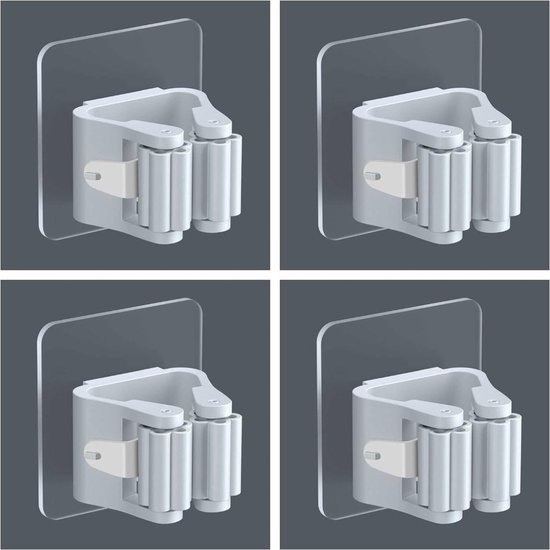 Mop Hanger 4 Pack, Bezemhouder Muurbevestiging Zelfklevend, Bezemhouder Muurbevestiging voor Ophangen en Opbergen Organiseren Wasruimte Badkamer Kast Keuken van GRICOL
