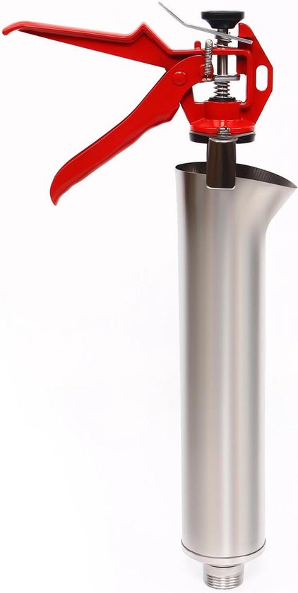 Mortelspuit Voegenpistool - Gipspers Voegenvuller - Tegels voegen afwerken - Roestvrij staal en kunststof - 56 x 22 cm - Rood van Merkloos	