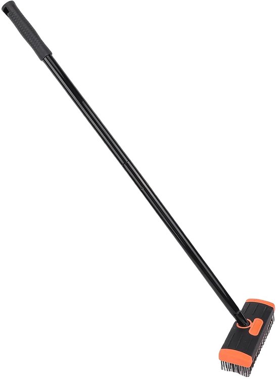 Mosverwijderaar Lange Steel - Onkruidborstel Tuin - Terrassen Reinigen - Verstelbare Steel Twee Opzetborstels - Tot 134 Cm van Merkloos	