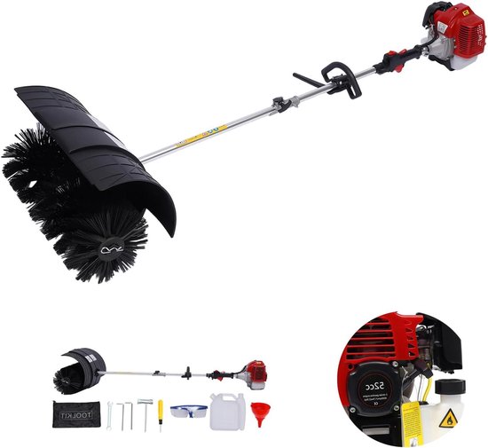 Motorbezem - Benzine Veegmachine - Buiten Reinigen - Krachtige 2-takt motor - 58 cm Werkbreedte - Oranje